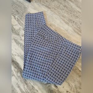 Dalia Collection Women’s Blue Geometric Print Capri Size 8 Cotton Blend